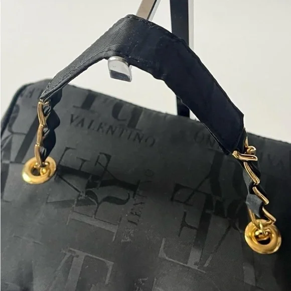 Valentino Black Canvas Vanity Bag with Gold Hardware - Picture 4 of 10